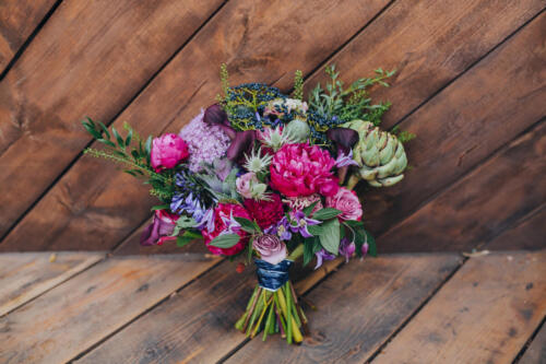Bouquet-on-Wood-Background